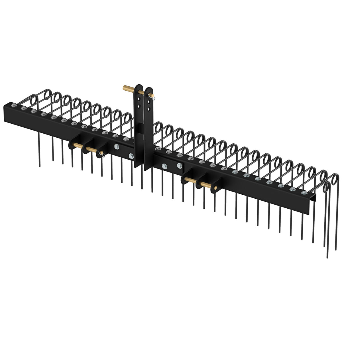72" Pine Straw Rake with 30 Metal Coil Tines for Grass-Black