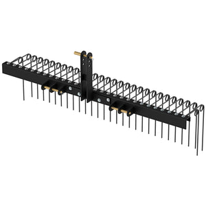 72" Pine Straw Rake with 30 Metal Coil Tines for Grass-Black