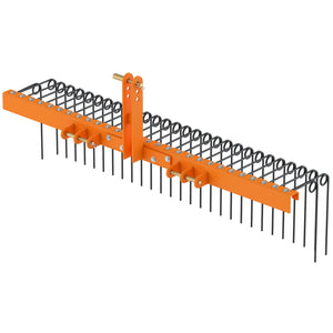 72" Pine Straw Rake with 30 Metal Coil Tines for Grass-Orange