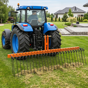 72" Pine Straw Rake with 30 Metal Coil Tines for Grass-Orange