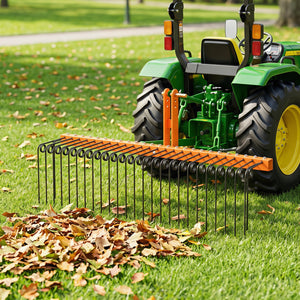72" Pine Straw Rake with 30 Metal Coil Tines for Grass-Orange