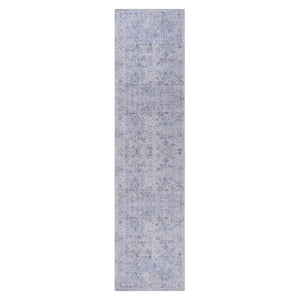 Maval - 2'6'' X 10' Washable Runner Rug - Blue / Cream by Couch.com
