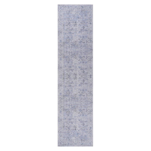 Maval - 2'6'' X 10' Washable Runner Rug - Blue / Cream by Couch.com