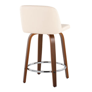Toriano - Mid Century Modern Fixed Height Counter Stool With Swivel With Round Footrest (Set of 2) by Couch.com