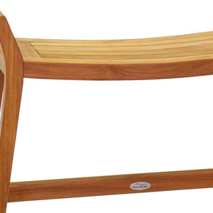 22" X 31" Brown Teak Rectangular Shower Bench With Handles
