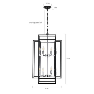18' Modern 8-Light Black & Chrome Geometric Pendant Chandelier