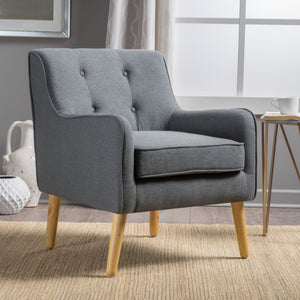 Modern Arm Chair With Tufted Back And Wooden Legs by Couch.com