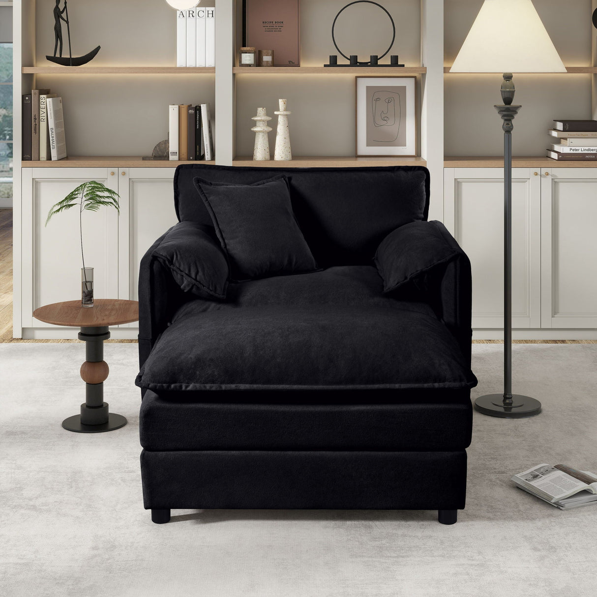 Oversized Chair With Movable Ottoman, Soft Upholstered Lounge Chair by Couch.com