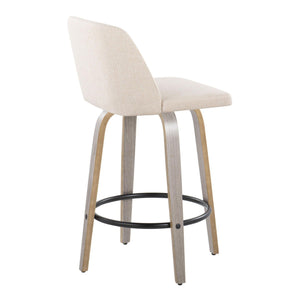 Toriano - Contemporary Fixed Height Counter Stool With Swivel & Round Footrest (Set of 2) by Couch.com