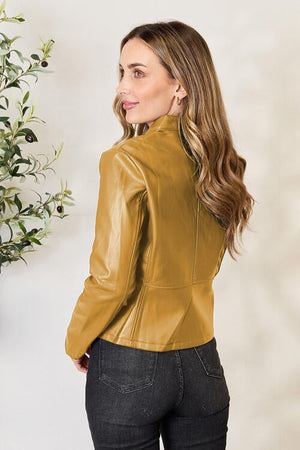 Women Classic Neck Zip-Up Jacket For Everyday Wear Elegant Girls Jacket