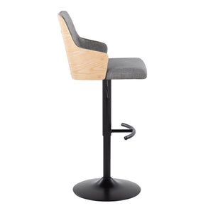 Stella - Contemporary Adjustable Barstool Stool With Swivel And Rounded T Footrest (Set of 2) by Couch.com