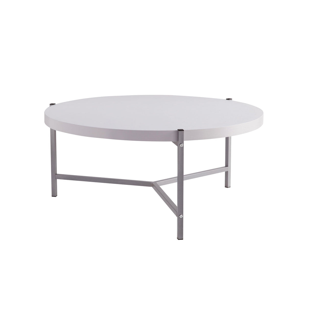 Round Coffee Table With White Metal Legs by Couch.com