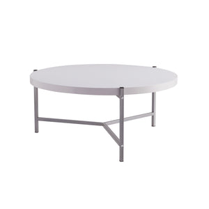 Round Coffee Table With White Metal Legs by Couch.com