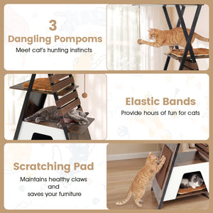 73 Inch Multi-level Cat Tree for Indoor Cats with Elevated Perch and Large Condo-Rustic Brown