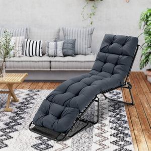 73"x22" Outdoor Lounge Chaise Cushion with High Back String Ties Set of 2-Gray