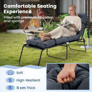 73"x22" Outdoor Lounge Chaise Cushion with High Back String Ties Set of 2-Gray
