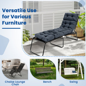 73"x22" Outdoor Lounge Chaise Cushion with High Back String Ties Set of 2-Gray