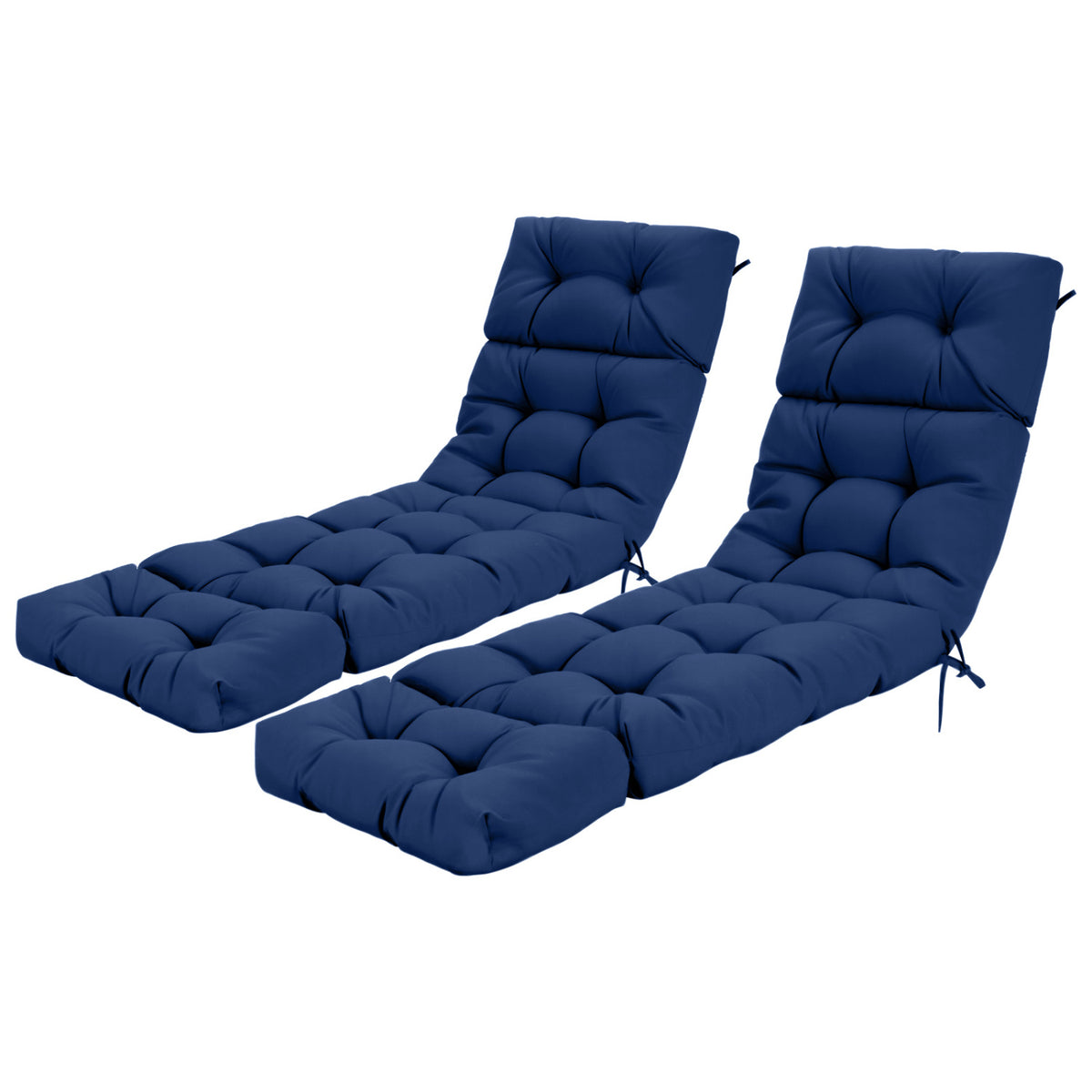 73"x22" Outdoor Lounge Chaise Cushion with High Back String Ties Set of 2-Navy