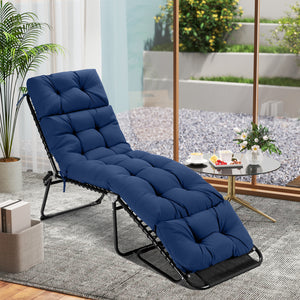 73"x22" Outdoor Lounge Chaise Cushion with High Back String Ties Set of 2-Navy