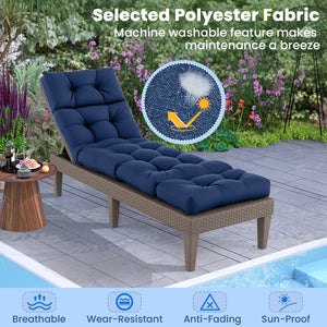 73"x22" Outdoor Lounge Chaise Cushion with High Back String Ties Set of 2-Navy
