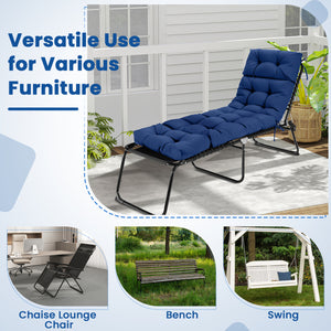 73"x22" Outdoor Lounge Chaise Cushion with High Back String Ties Set of 2-Navy
