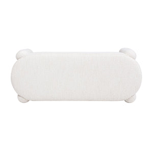 Hugo - Oval Fully Upholstered Bench - Milk Cream White by Couch.com