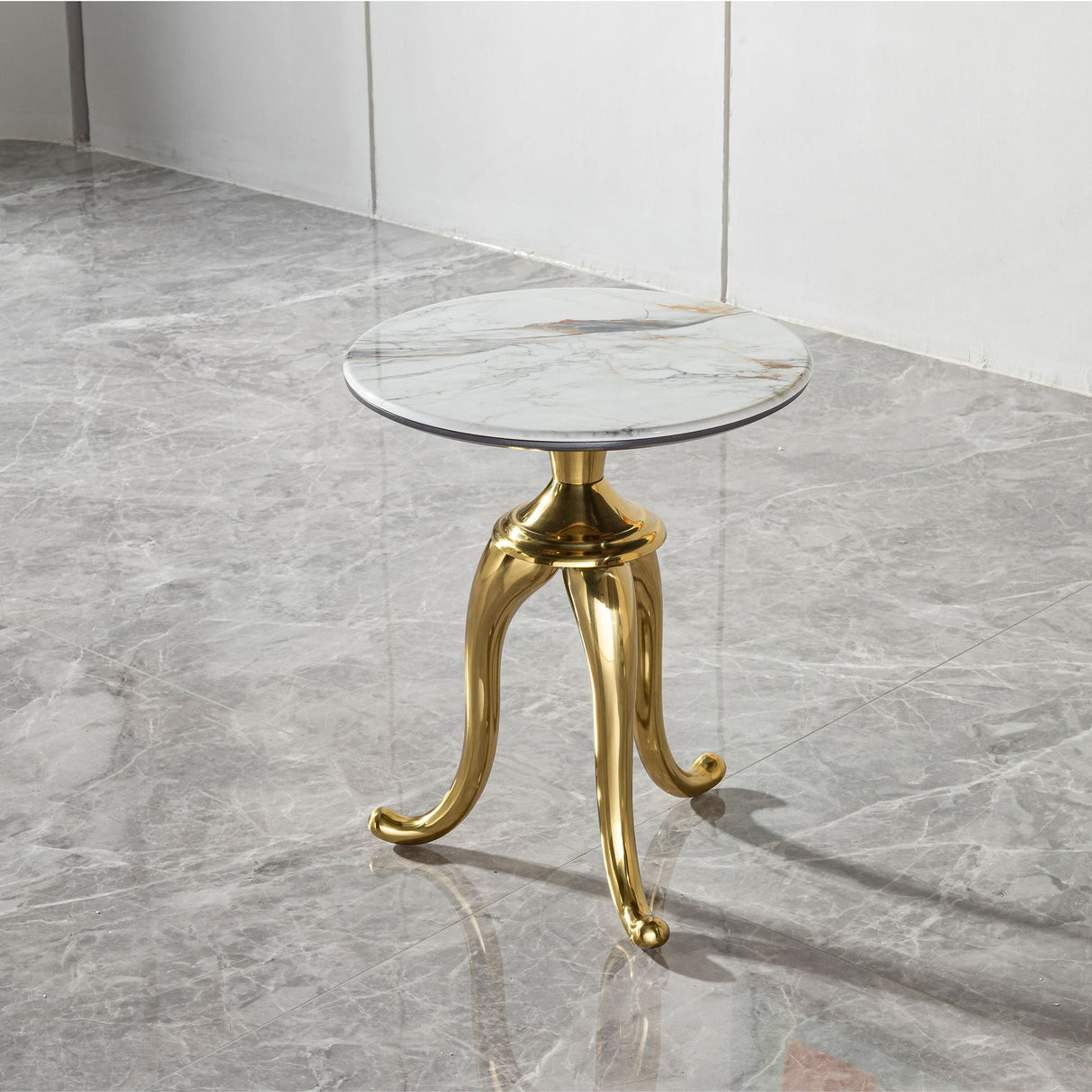 Modern Small Coffee Table With Microcrystalline Stone Top And Carbon Steel Legs - Gold by Couch.com