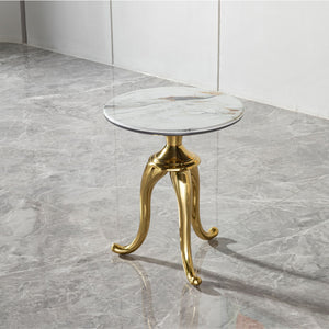 Modern Small Coffee Table With Microcrystalline Stone Top And Carbon Steel Legs - Gold by Couch.com