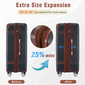 Hardshell Luggage With Tsa Lock, 24" Expandable Lightweight Suitcase With Spinner Wheels, Single Vintage Luggage by Couch.com