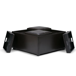 Avalon - Square Coffee Table Storage Ottoman - Tanners Brown by Couch.com
