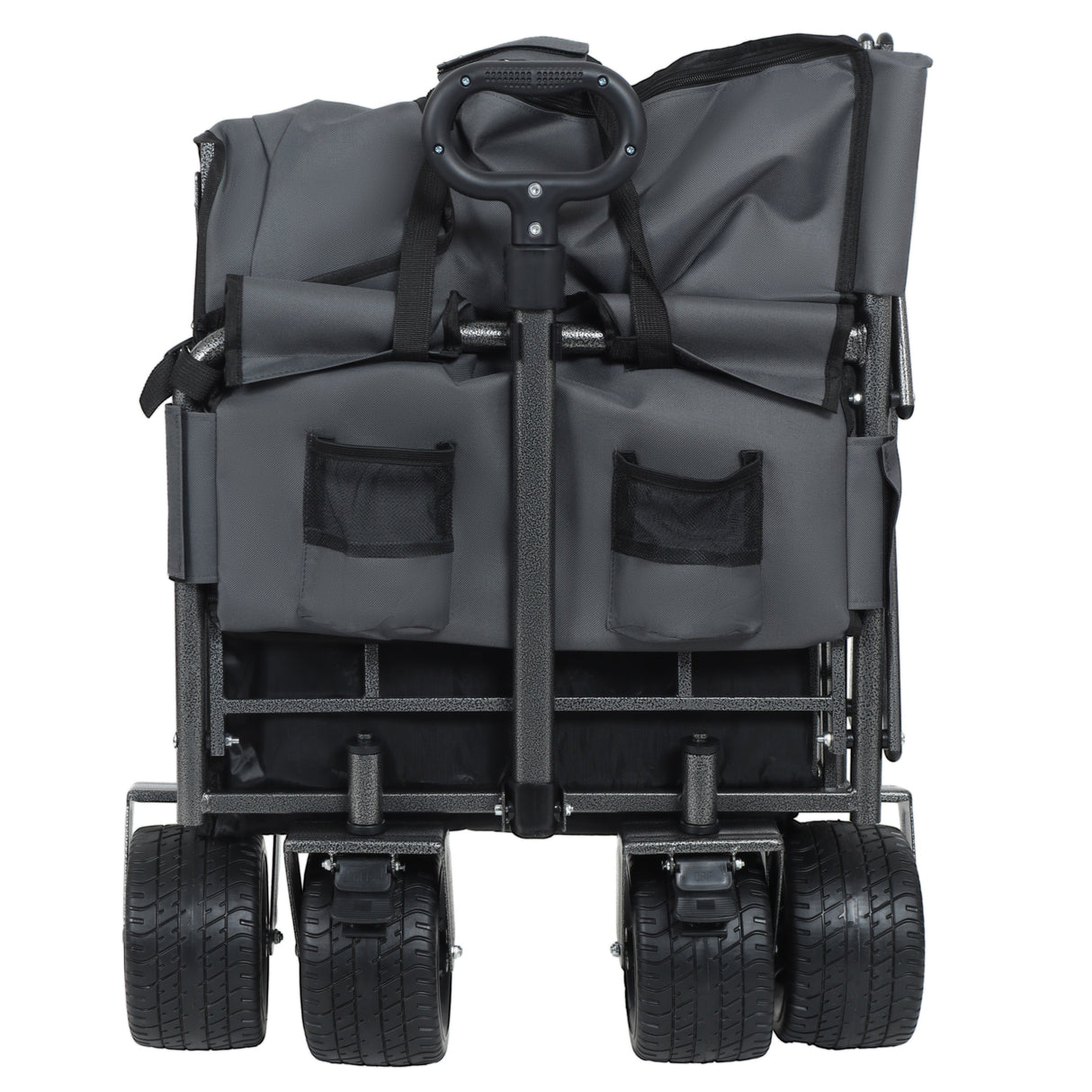 3-in-1 Convertible Folding Wagon Cart with Bench Seat & Storage