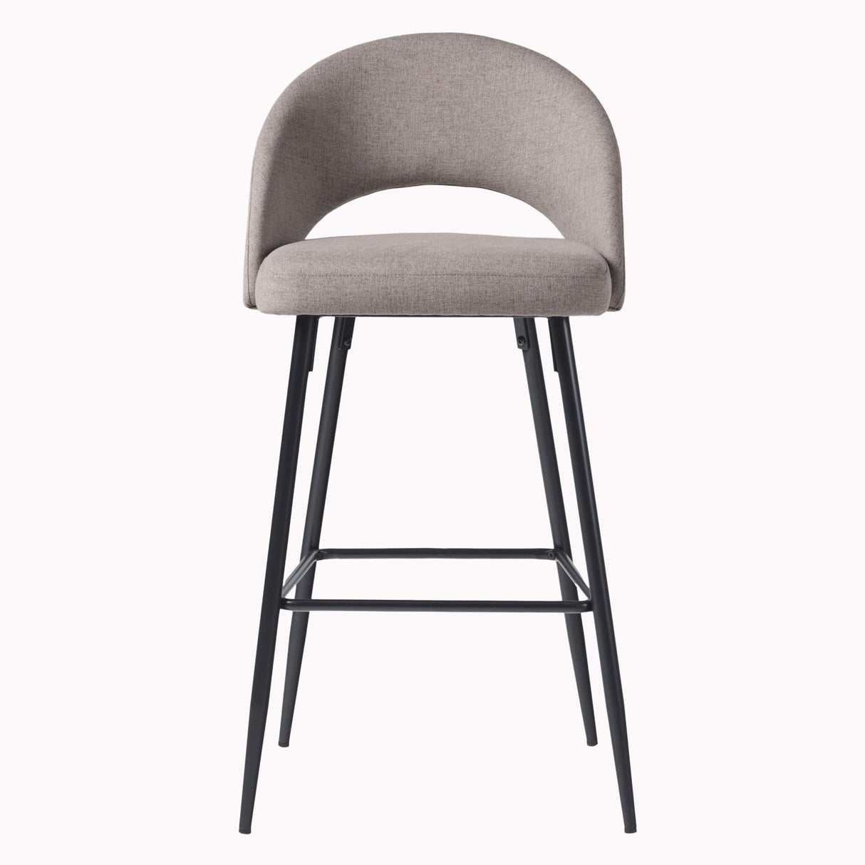 Modern 2 Piece Minimalist Upholstered Bar Stool Set - Mushroom by Couch.com