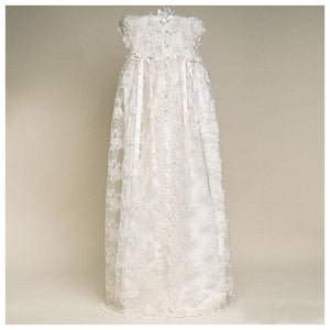Girls Dress Short-sleeved Lace Embroidered Mesh Dress