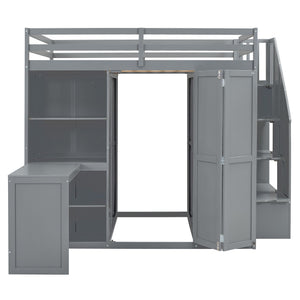 Loft Bed With Wardrobe, Desk And Shelves by Couch.com