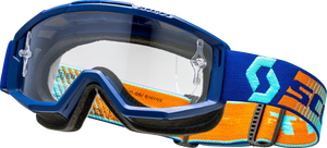 SCOTT Split OTG Goggles - Royal Blue/Orange - Clear Works 2855377436113