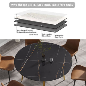 Modern Man-Made Stone Round Dining Table-Position For 6 People by Couch.com