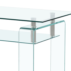 Modern Tempered Glass Coffee Table With 2 Tier Storage For Living Room by Couch.com