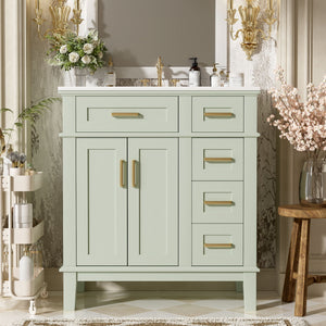 Modern Bathroom Vanity With Ceramic Sink, Soft Close Storage Cabinet