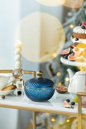 Candy Jar With Lid, Christmas Candy Jar Containers (Set of 2) - Gold / Blue by Couch.com