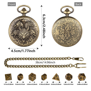 Retro Creative Pocket Watch Shaped Tabletop Game Dice Set -7PCS Metal Polyhedral Dice, Steampunk Style Portable DND Dice Set, Exquisite Metal Craftsmanship, Adding Unique Charm To Tabletop Games