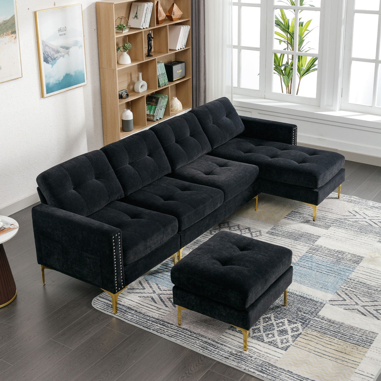 Modern L - Shape Convertible Sectional Sofa With Movable Ottoman by Couch.com