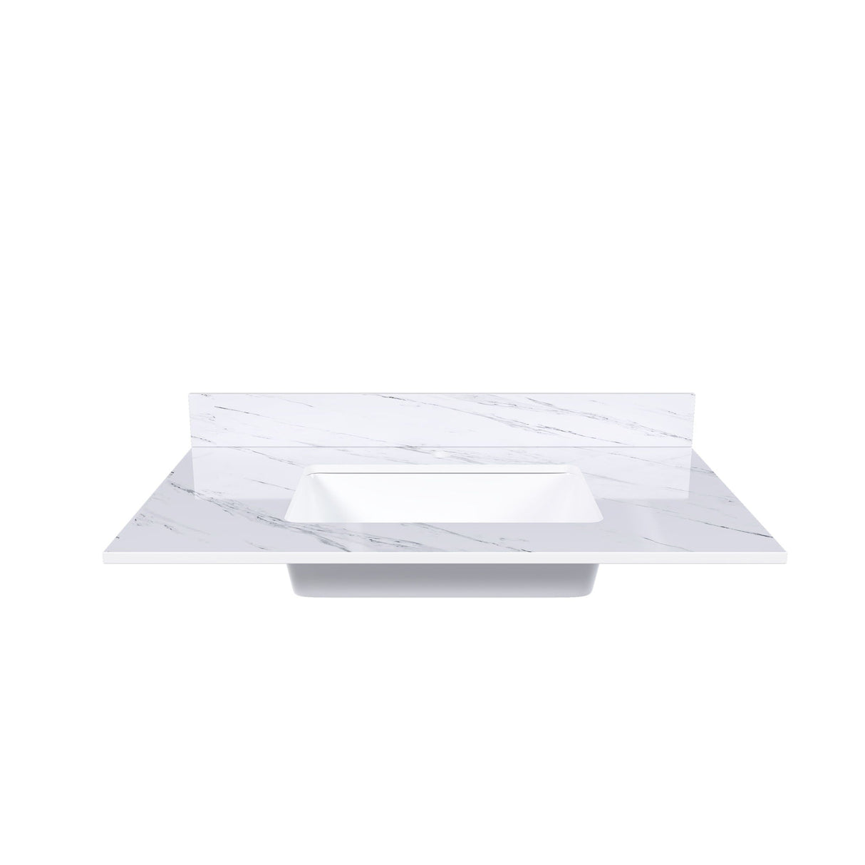 Bianco Carrara Venato Marble Vanity Top With Pre Drilled Faucet Hole And Undermount Sink by Couch.com