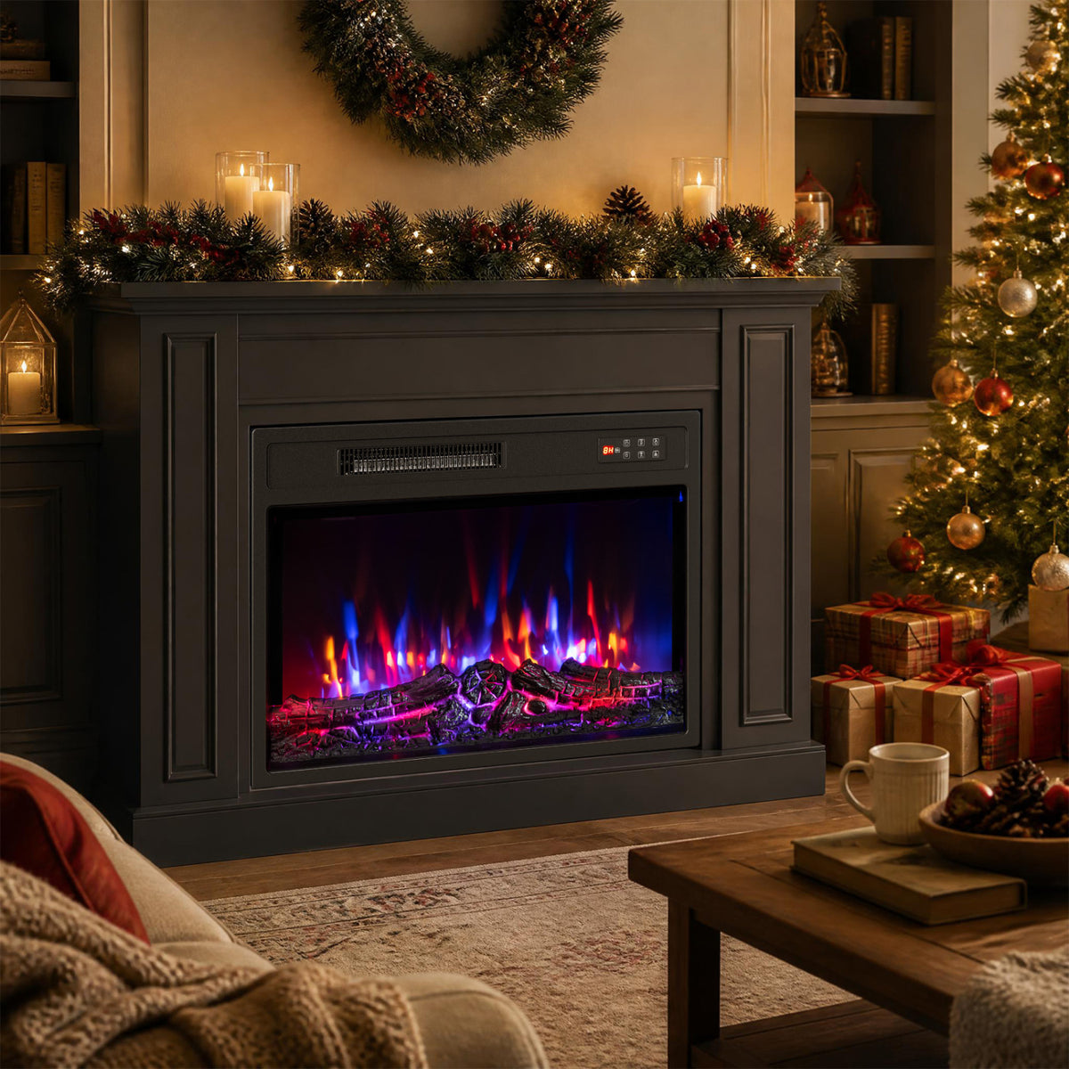 750/1500W Electric Fireplace Insert with Low Noise and Remote Control-23"