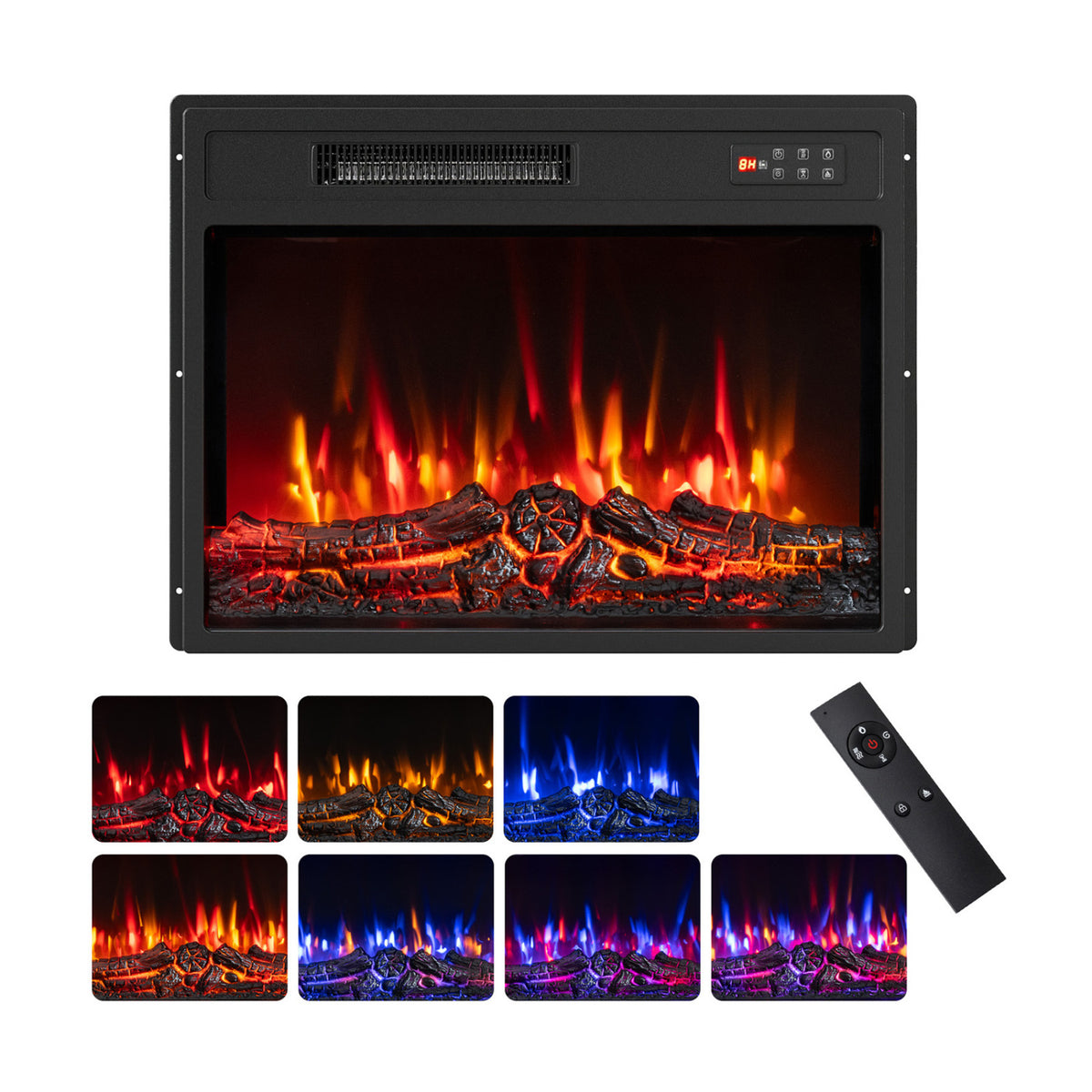 750/1500W Electric Fireplace Insert with Low Noise and Remote Control-23"