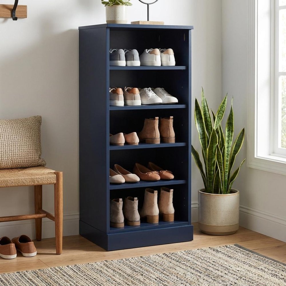 White Ten Pair Solid WoodShoe Storage Cabinet