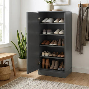 White Ten Pair Solid WoodShoe Storage Cabinet