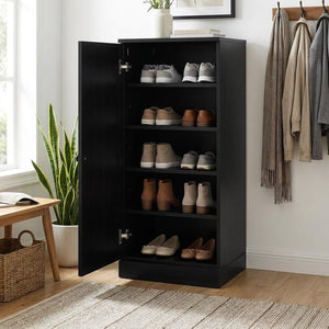 White Ten Pair Solid WoodShoe Storage Cabinet