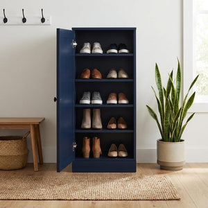 White Ten Pair Solid WoodShoe Storage Cabinet