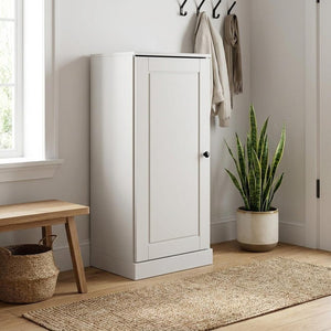 White Ten Pair Solid WoodShoe Storage Cabinet