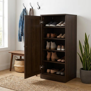 White Ten Pair Solid WoodShoe Storage Cabinet